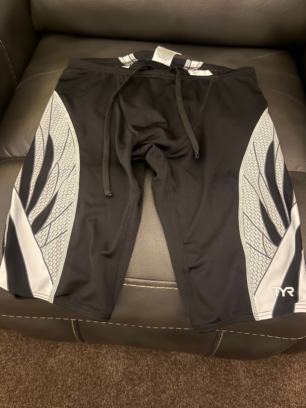 TYR Black Swim Jammer with Silver